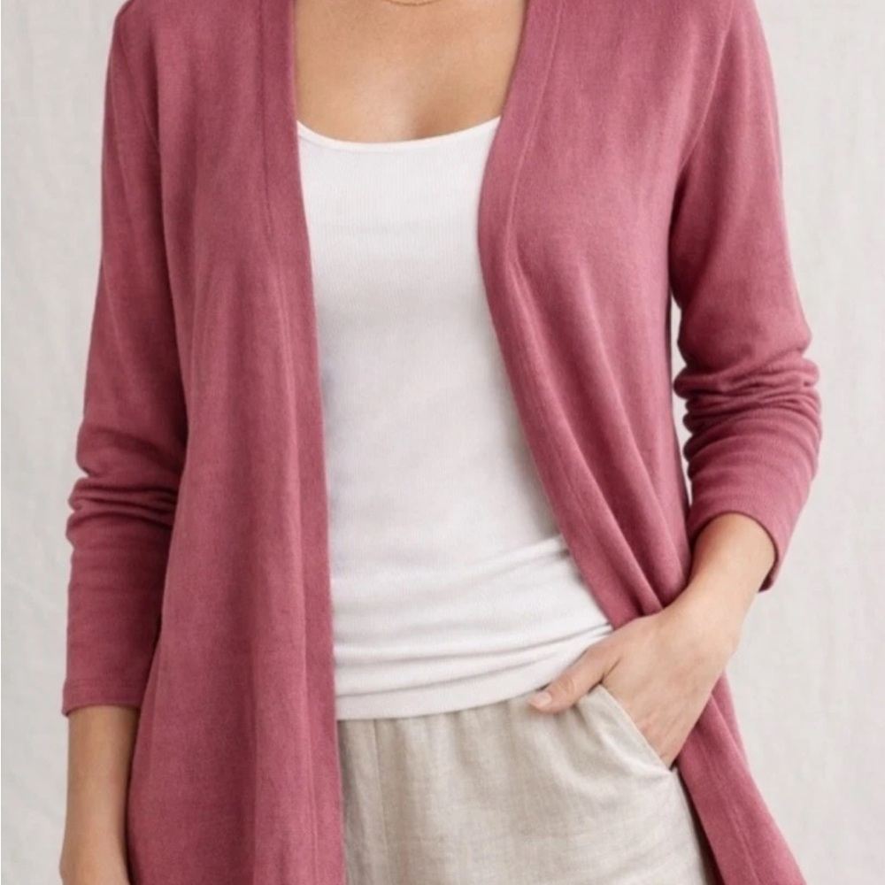 J. Jill Open Front Lightweight Cardigan - Dusty Rose